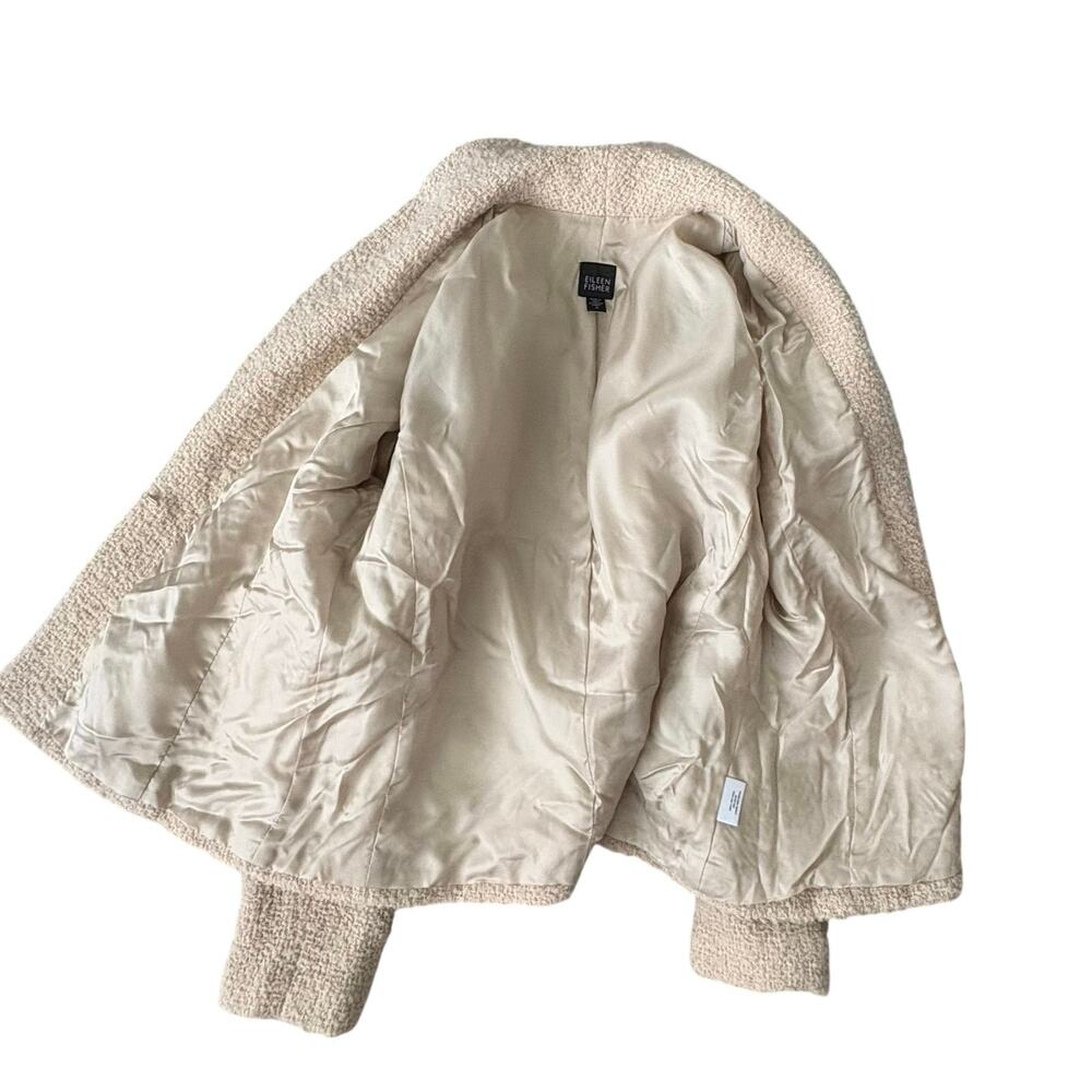 Eileen Fisher Wool Textured Blazer Jacket M Cream Old Money Business Carrier - Picture 7 of 10